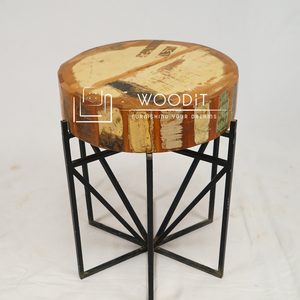 Modern 100% Solid Wood & Iron Nightstand with Storage Plant Stand <b>Stool</b> <b>Bedside</b> Table <b>for</b> Bedroom - Product Image 1