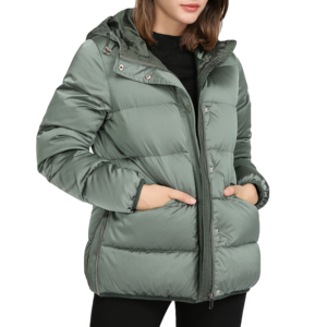 Women's Winter Hooded Quilted Jacket Solid Color Polyester Filled Puffer <b>Coat</b> Full Sleeve Zipper Closure Regular Length - Product Image 1