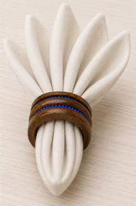 Anillo para Servilletas de Madera de 5 cm de Ancho, Diseño Moderno con Incrustaciones de Cuentas Azules - Product Image 3