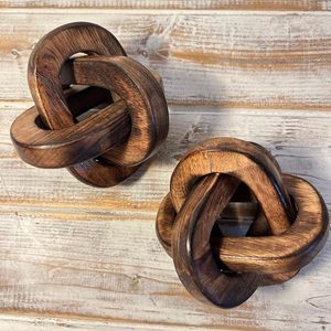 Escultura Decorativa de Nudos de Cuerda de Madera Estilo Art Deco Hecha a Mano, Adorno Colgante para Mesa de Salón y Estante de Oficina en Casa - Product Image 4
