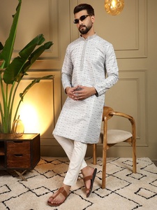 Ensemble kurta-pyjama jacquard pour homme, coupe classique, style indien pakistanais traditionnel, vêtements décontractés de Samp Corporation - Product Image 2
