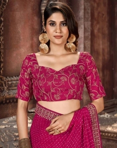 Sari de georgette estilo Bollywood con bordado KV - Product Image 4