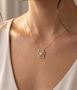 Pendentif de luxe en or massif 18 carats et 14 carats avec diamants certifiés, magnifique collier pendentif charmant et tendance - Product Image 2