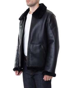 Chaqueta de Aviador de Piel Sintética Negra para Hombre, Chaqueta Bomber Ajustada con Forro de Nailon para Invierno, Logotipo Frontal MICAH CORPORATION - Product Image 5