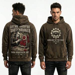 Sweat à capuche rouge vintage à fermeture éclair intégrale, streetwear personnalisé, coupe oversize, en molleton épais avec motif graphique, effet délavé à l'acide - Product Image 2