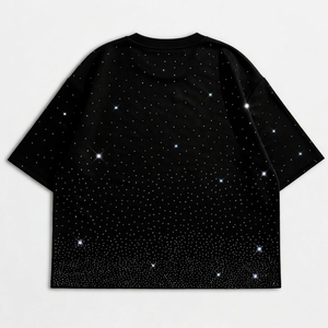 เสื้อยืดคริสตัลประดับเพชรทั้งตัว แบบโอเวอร์ไซส์ ผ้าคอตตอนหนานุ่ม สไตล์ฮิปฮอป สตรีทแวร์ รับผลิตแบบ OEM - Product Image 2
