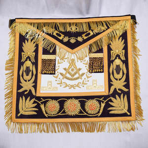 Tablier maçonnique tactique brodé à la main pour ancien maître, avec bordure en soie bleue, sacs de regalia à prix de gros - Product Image 6
