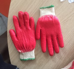 Red Cotton Latex Coated <b>Cut</b>-Resistant Knit Gloves Ambidextrous Pull on Cuff Household Cleaning Protection - Product Image 4