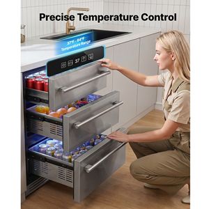 Enfriador de Bebidas Bajo Encimera de 24 Pulgadas, Refrigerador de 3 Cajones, Gran Capacidad, Acero Inoxidable 304, 3 Zonas de Almacenamiento Separadas para RV - Product Image 3