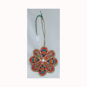 Moon Shape Golden Zari Embroidery Christmas Tree Hanging Ornaments Handmade <b>Fabric</b> Material <b>Silver</b> Color Used Ramadan Festivals - Product Image 4