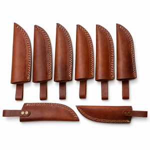Cuchillo de acero de Damasco hecho a mano con mango colorido y funda de cuero, cuchillo de camping. - Product Image 3