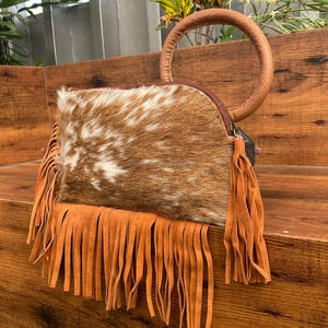 กระเป๋าคลัทช์ทรงซองจดหมายหนังวัวสำหรับผู้หญิงกระเป๋าเงินหนังแท้แบบมีพู่สินค้าใหม่ - Product Image 3