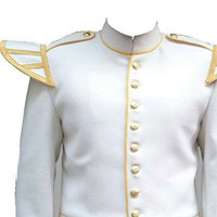 Veste sur mesure écossaise blanche doublette – Design patchwork écologique pour homme, tenue artisanale de tambourinier des Highlands