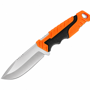 Cuchillos de Caza de Hoja Fija Grandes en Naranja, Negro y Plateado con Mango Ergonómico Antideslizante, Hoja de Acero Afilada y Funda Protectora para Campamento - Product Image 1