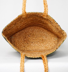 Sac fourre-tout en jute écologique, style bohème tissé vert, bandoulière, ouverture supérieure, pour femme, été, plage, usage quotidien, toutes saisons - Product Image 5