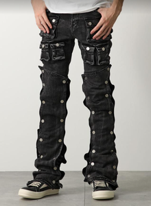 Jeans Apilados GUAPI para Hombre, Color Personalizado, Pantalones Anchos, Lavado Premium, Cintura Alta, Sólidos, Invierno/Primavera/Otoño - Product Image 2