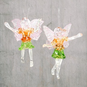 Adorno de Hada Voladora 3D de Acrílico Transparente Iridiscente, Decoración de Navidad, Año Nuevo y Primavera, en Colores Amarillo, Verde, Naranja y Fucsia - Product Image 4