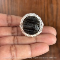 Designer Ovaler Großhandels-Original Schwarzer Turmalin Druzy Edelstein 925 Sterling Silber Ring für Damen Fabrikpreis Schmuck