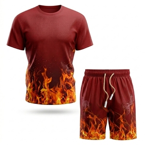 Customized 2 Piece Short Set Summer Unisex Sweatsuit Printed Short Sleeve Summer Shorts t <b>Shirt</b> Set unisex tracksuit - Product Image 1