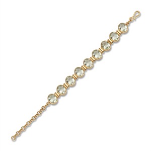 MOKU JEWELLERY Natural Green <b>Amethyst</b> Tennis <b>Bracelet</b> Gold Plated Brass Oval Bezel Set Handmade Adjustable Gemstone Anniversary - Product Image 1