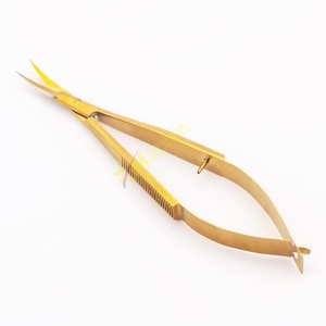 Ciseaux à ressort RMI de haute qualité en acier inoxydable plaqué or, à lame courbée, pour manucure de précision, soin des ongles, cuticules et peaux mortes - Product Image 6