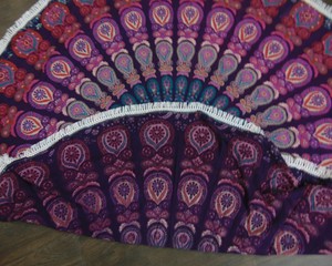 Nappe de table géométrique en coton imprimée 100x100cm, lavable, personnalisable, faite à la main, tapis de yoga de plage, nappe de table - Product Image 6