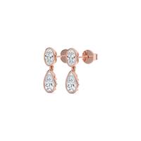 Pendientes de Diamantes Cultivados en Laboratorio en Oro Rosa de 9K, 2.49 CTW, Corte Ovalado, Claridad VVS, Joyería Fina para Mujer, para Novias, Impresionantes