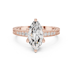 Anillo Clásico con Pavé de Oro Amarillo de 14K, Diamante Cultivado en Laboratorio Certificado por IGI de 2 CT, Corte Marquesa, Anillos de Halo para Aniversario, Boda o Compromiso - Product Image 5