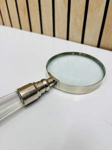 3'' Crystal Magnifying Glass In Brass Finish With Designer Crystal Handle - Product Image 2