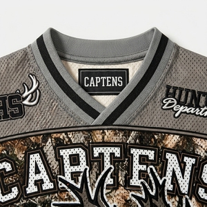 Maillot de football américain ample en maille, coupe courte, style rétro camouflage, sublimation, streetwear - Product Image 5