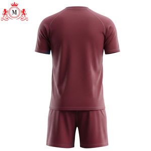 ชุดเสื้อฟุตบอลสีแดงเลือดหมูสำหรับผู้ชาย ผ้าโพลีเอสเตอร์ ระบายอากาศได้ดี ชุดยูนิฟอร์มฟุตบอลสำหรับผู้ใหญ่ ตรวจจับรอยตะเข็บ - Product Image 2