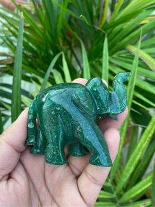 Hand Carved Natural Fuchsite <b>Elephant</b> Statue Green Gemstone Home Decor OEM ODM Wholesale Supplier - Product Image 1