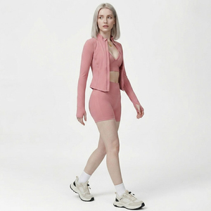 Women Sportswear 3 Piece Set Workout Sport Bra Training Jacket Compression Shorts 3 Piece Set Women Gym Fitness Three Piece Set - Product Image 3