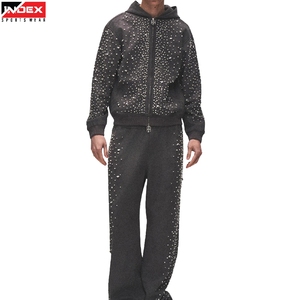 Custom made Luxury Rhinestone <b>Sweat</b> <b>Suit</b> <b>Men</b> USA Bling Hoodie Jogger Tracksuit Comfortable Streetwear Outfit - Product Image 1