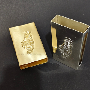 Premium Custom Brass <b>Matchbox</b> Sleeve Cover Embossed Logo Personalized Metal Holder Luxury Design Custom Size Shape Wholesale - Product Image 5