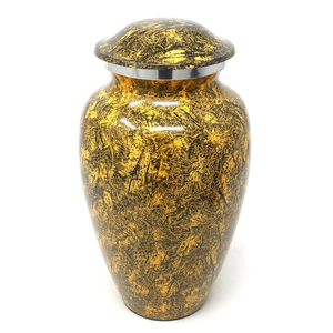 Premium Marbled Metal Keepsake Urn Round <b>Memorial</b> Ashes Jar for Home Display - Product Image 1