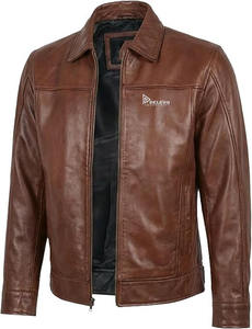 Chaqueta de Invierno Acolchada de Cuero Ecológico para Hombre, Tejido de Lana, Cierre de Cremallera, Forro de Spandex, 300g, Precio de Fábrica OEM - Product Image 5