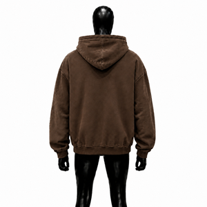 Sudadera con capucha y cremallera completa personalizada con arte facial marrón, estilo urbano oversize, gráfico, unisex, moda casual - Product Image 2