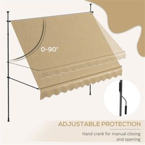 Tenda da Sole Estensibile in Lega di Alluminio per Balcone/Patio con Tettoia per Protezione dalla Pioggia - Funzionamento Manuale, Finitura Rivestita - Product Image 4