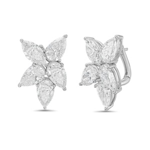 8 CT Sterling <b>Silver</b> Simulated Diamond Emerald Round Pear Mixed Shape Drop Stud <b>Dangle</b> <b>Earrings</b> - Product Image 1