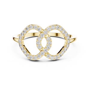 Élégante bague en or jaune avec diamant de laboratoire en forme de cœur infini |   Bague de promesse contemporaine en forme de cœur ouvert pour femme, bijoux - Product Image 3