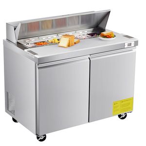 Frigorifero Commerciale da Cucina 48 Pollici 12,5 Cu. Ft. Tavolo Refrigerato per Preparazione Sandwich Mega Top con 12 Vaschette per Taglio e Preparazione Alimenti - Product Image 1