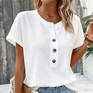 Europe and America <b>Large</b> Solid Color Short Sleeve Bamboo Fiber Breathable Women Summer New Loose Crew Neck Casual T-Shirt - Product Image 1