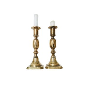 Juego de 3 candelabros de latón dorado, portavelas cónicos, estilo vintage y moderno, centros de mesa decorativos. - Product Image 6
