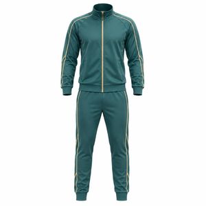 Ensemble de survêtement pour homme, manches longues, fermeture éclair sur le devant, design sportif, matière respirante en spandex/coton, vêtements d'hiver, capuche unie imprimée - Product Image 2