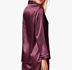 Women's Breathable Thermal Silk Satin Two-Piece <b>Pyjama</b> Set Customizable High Quality Sleepwear Women's Breathable Thermal Silk - Product Image 2