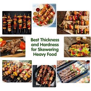 Brochetas de Bambú Premium de 12 Pulgadas para Kabobs, Palitos Redondos de 4mm de Grosor para Barbacoa, 100 Unidades - MSL167 - Product Image 4