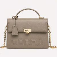 Sac à main structuré à rabat avec poignée, gris taupe, bandoulière chaîne, fermeture éclair, sacoche carrée pour femme, grande capacité, imperméable