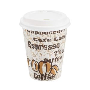 Confezione da 100 Bicchieri Usa e Getta CafeDesign da 350 ml per Caffè Caldo con Coperchi, Bicchieri da Asporto per Bevande Calde - Product Image 1