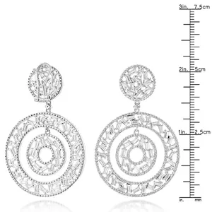 Boucles d'oreilles pendantes vintage EtherStar 6,25 carats en diamant de laboratoire taille baguette et rond, double cercle en or, certifiées IGI - Product Image 2